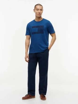 Indigofärgad T-shirt med flagglogo