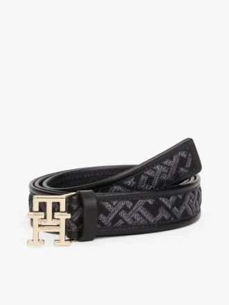 Jacquard-skärp med monogramspänne