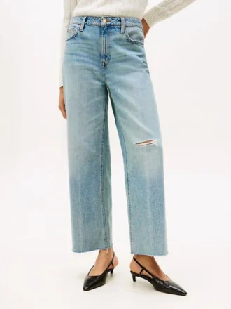 Jeans med hög midja och vid ben