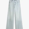 Jeans med hög midja, vid ben och rå kant Jeans med hög midja, vid ben och rå kant