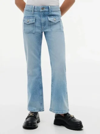 Jeans med påsydda fickor och utsvängda ben för barn