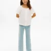 Jeans med påsydda fickor och vid ben för barn