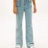 Jeans med påsydda fickor och vid ben för barn