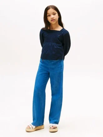 Jeans med vid ben och dragkedja för barn