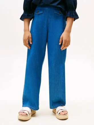 Jeans med vid ben och dragkedja för barn