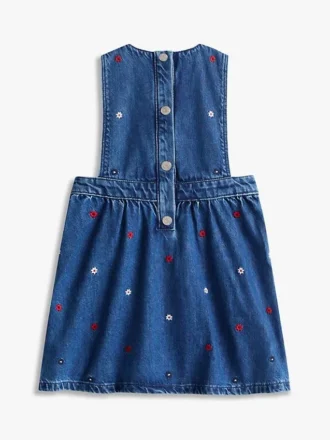 Jumpersklänning i denim med blommönster för barn Jumpersklänning i denim med blommönster för barn