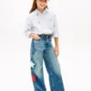 Kids’ Jeans med hög midja och vida ben med stjärnmotiv