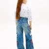 Kids’ Jeans med hög midja och vida ben med stjärnmotiv