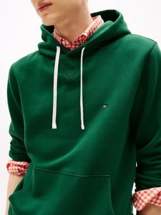 Klassisk hoodie i borstad fleece