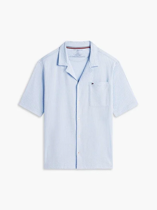 Kortärmad pyjamas skjorta i seersucker Kortärmad pyjamas skjorta i seersucker