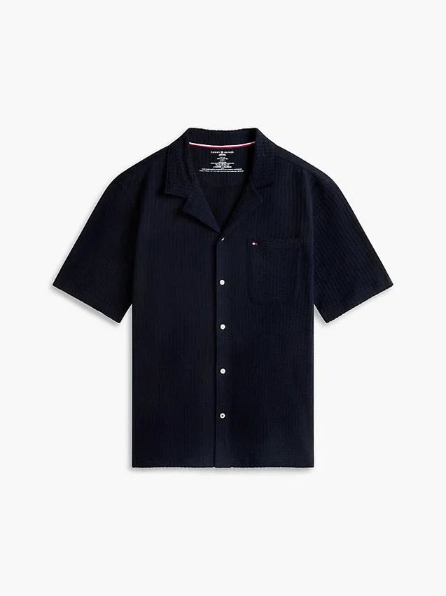 Kortärmad pyjamas skjorta i seersucker Kortärmad pyjamas skjorta i seersucker