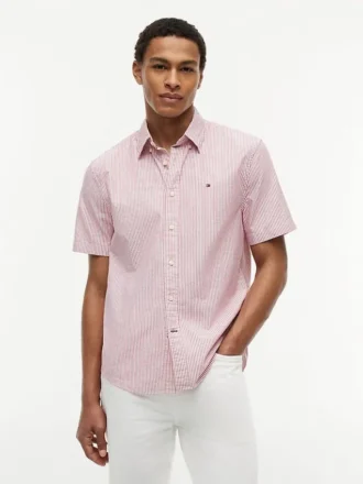 Kortärmad randig oxfordskjorta