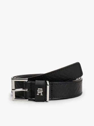 Läderskärp med monogram över hela ytan