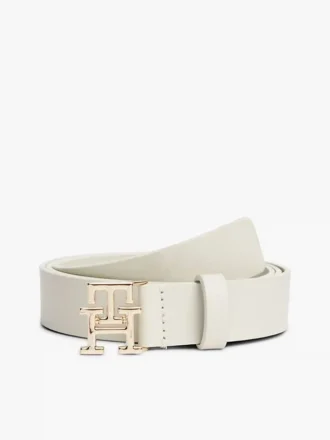 Läderskärp med monogramspänne