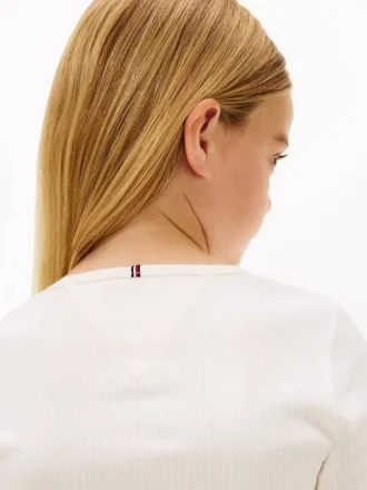 Långärmad ribbad T-shirt med emblem för barn