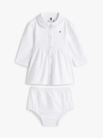 Långärmad stretchpoloklänning för Baby