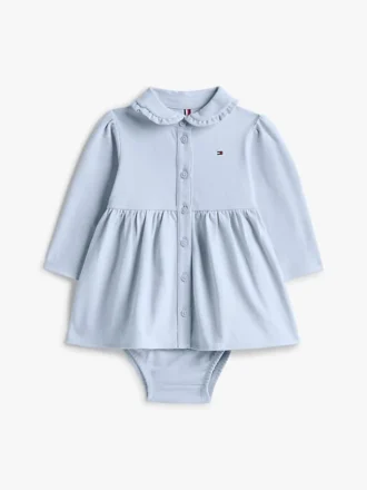 Långärmad stretchpoloklänning för Baby