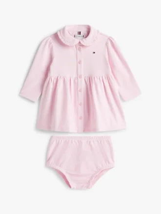 Långärmad stretchpoloklänning för Baby