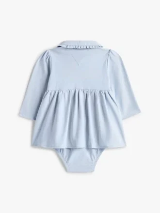 Långärmad stretchpoloklänning för Baby