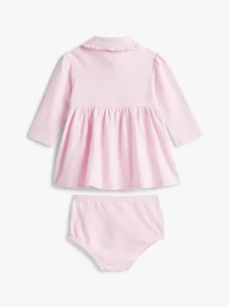 Långärmad stretchpoloklänning för Baby