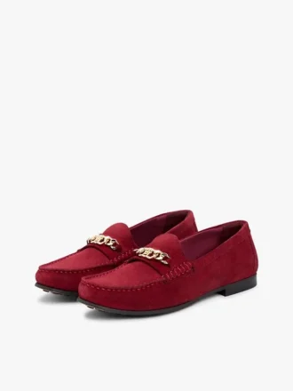 Loafers i mocka med kedjelänk