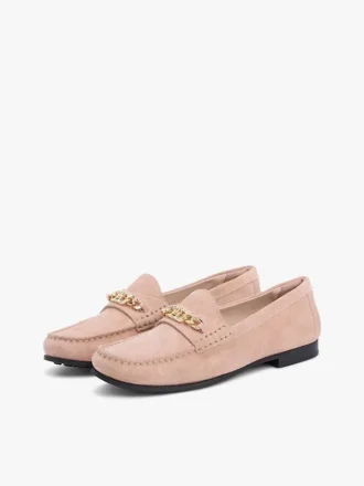 Loafers i mocka med kedjelänk