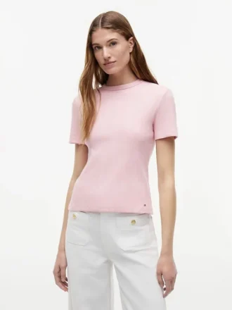 Lätt ribbstickad T-shirt