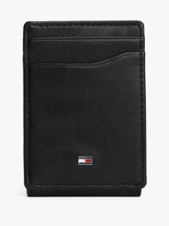 Magnetisk bifold-plånbok i kornigt läder