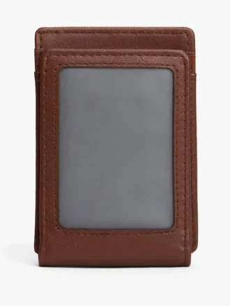 Magnetisk bifold-plånbok i kornigt läder Magnetisk bifold-plånbok i kornigt läder