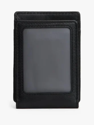 Magnetisk bifold-plånbok i kornigt läder