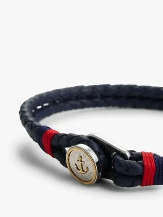 Marint flätat läderarmband Marint flätat läderarmband