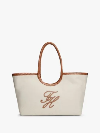 Maxiväska i linne med monogram