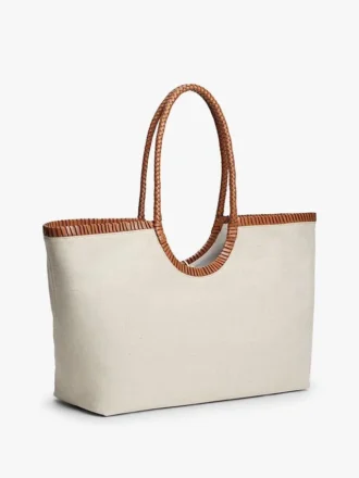 Maxiväska i linne med monogram