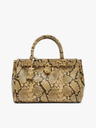 Mini-tote i läder med ormprägling Mini-tote i läder med ormprägling