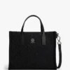 Mini-tote-väska i nylon med monogram och synliga sömmar Mini-tote-väska i nylon med monogram och synliga sömmar