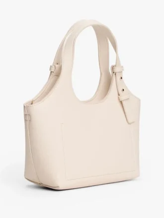 Mini-tote-väska med metalliskt logo och strukturerad yta