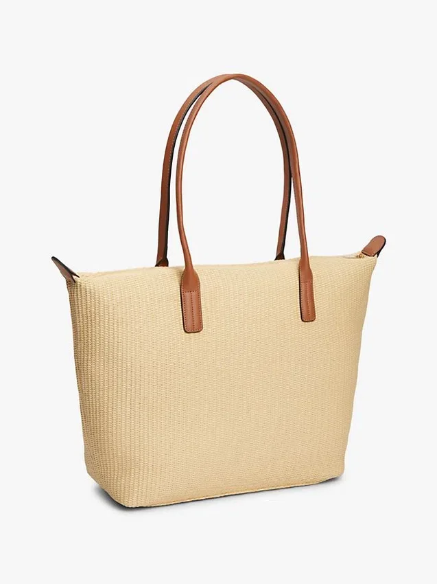 Monogram Logo Raffia Tote Bag Monogram Logo Raffia Tote Bag
