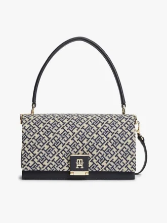 Monogram-spänne Jacquard-axelväska