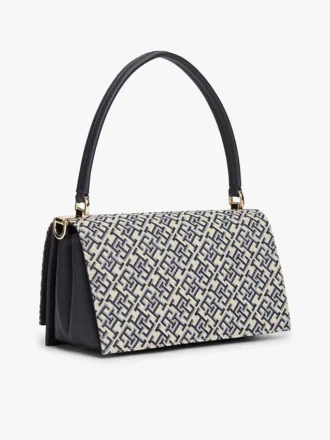Monogram-spänne Jacquard-axelväska