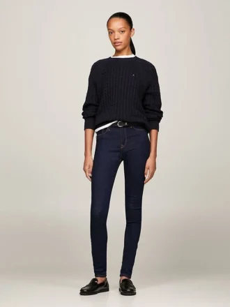 Mörkblå skinny jeans med medelhög midja