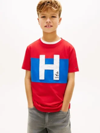 Nautical H-logotyp T-shirt i färgblock för barn