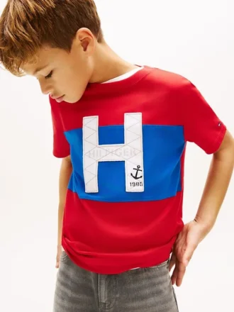 Nautical H-logotyp T-shirt i färgblock för barn