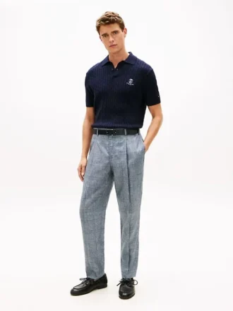 New York Label Glen Plaid Linen Byxor New York Label Glen Plaid Linen Byxor