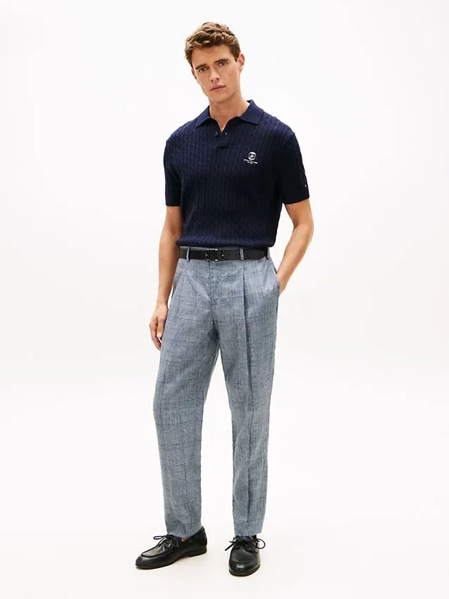 New York Label Glen Plaid Linen Byxor New York Label Glen Plaid Linen Byxor