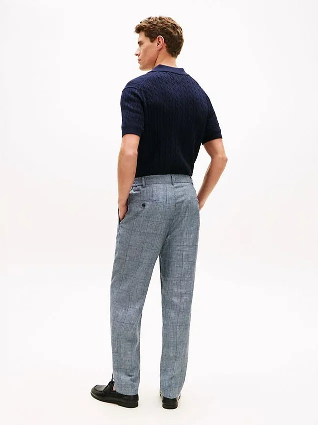 New York Label Glen Plaid Linen Byxor New York Label Glen Plaid Linen Byxor