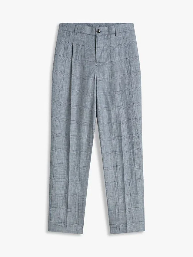 New York Label Glen Plaid Linen Byxor New York Label Glen Plaid Linen Byxor