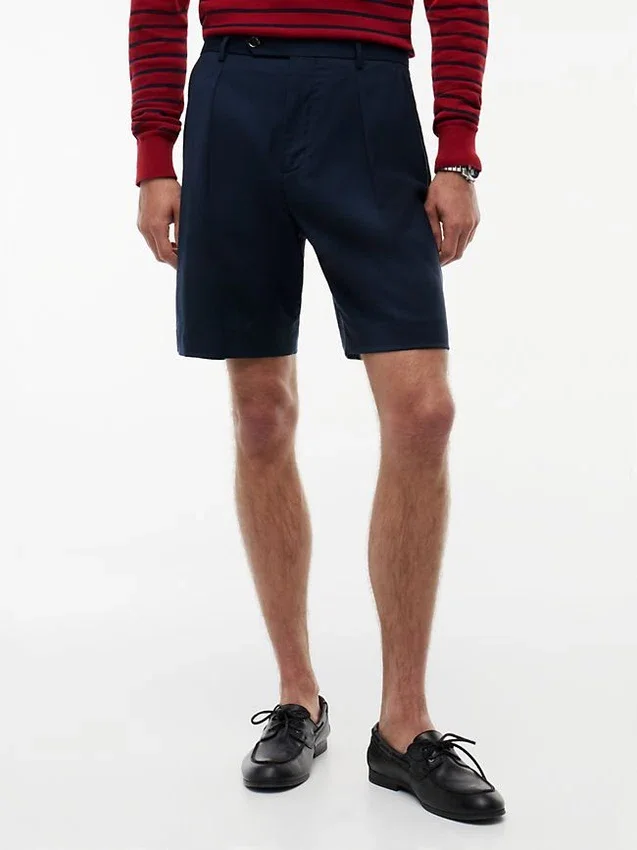 New York Label Plisserade chino-shorts i ull New York Label Plisserade chino-shorts i ull