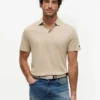 New York Label Polo i bomulls- och linneblandning