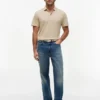 New York Label Polo i bomulls- och linneblandning