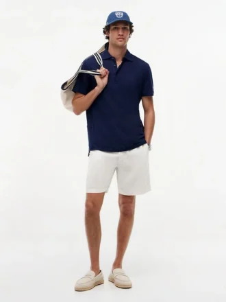 New York Label Polo i bomulls- och linneblandning
